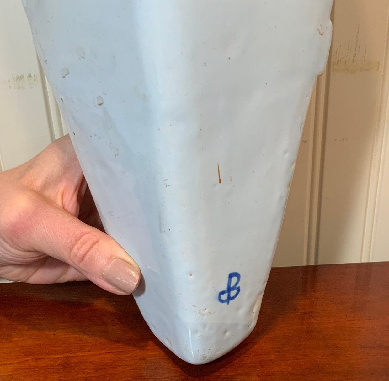 Unique French Rouen Faience Corner Pocket Vases