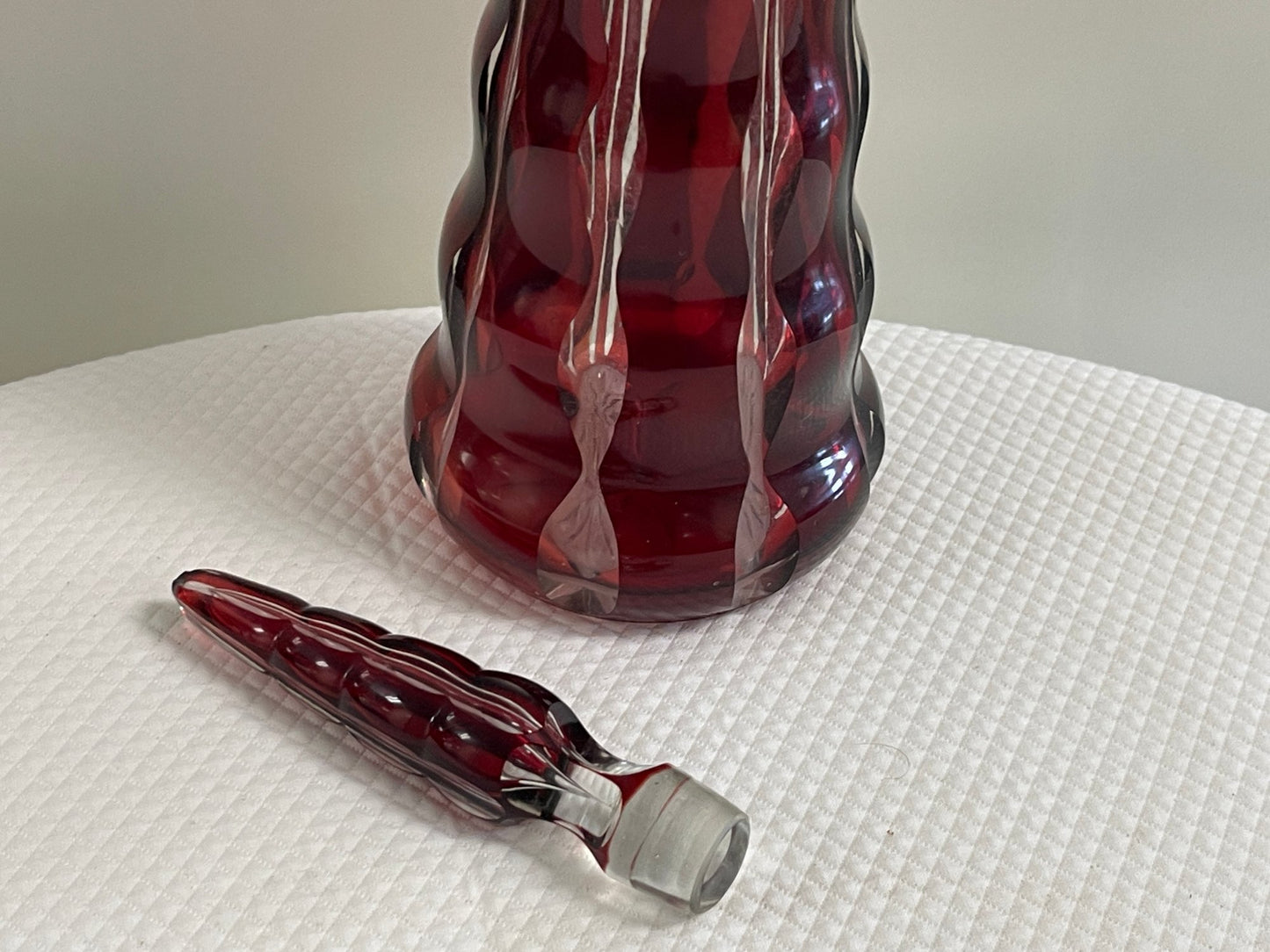 Ruby Red Cut Glass Decanter