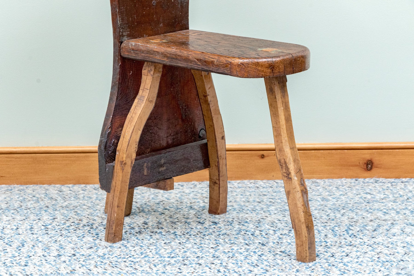 One of a Kind Artisanal Primitive Hand-Carved Wood Chair
