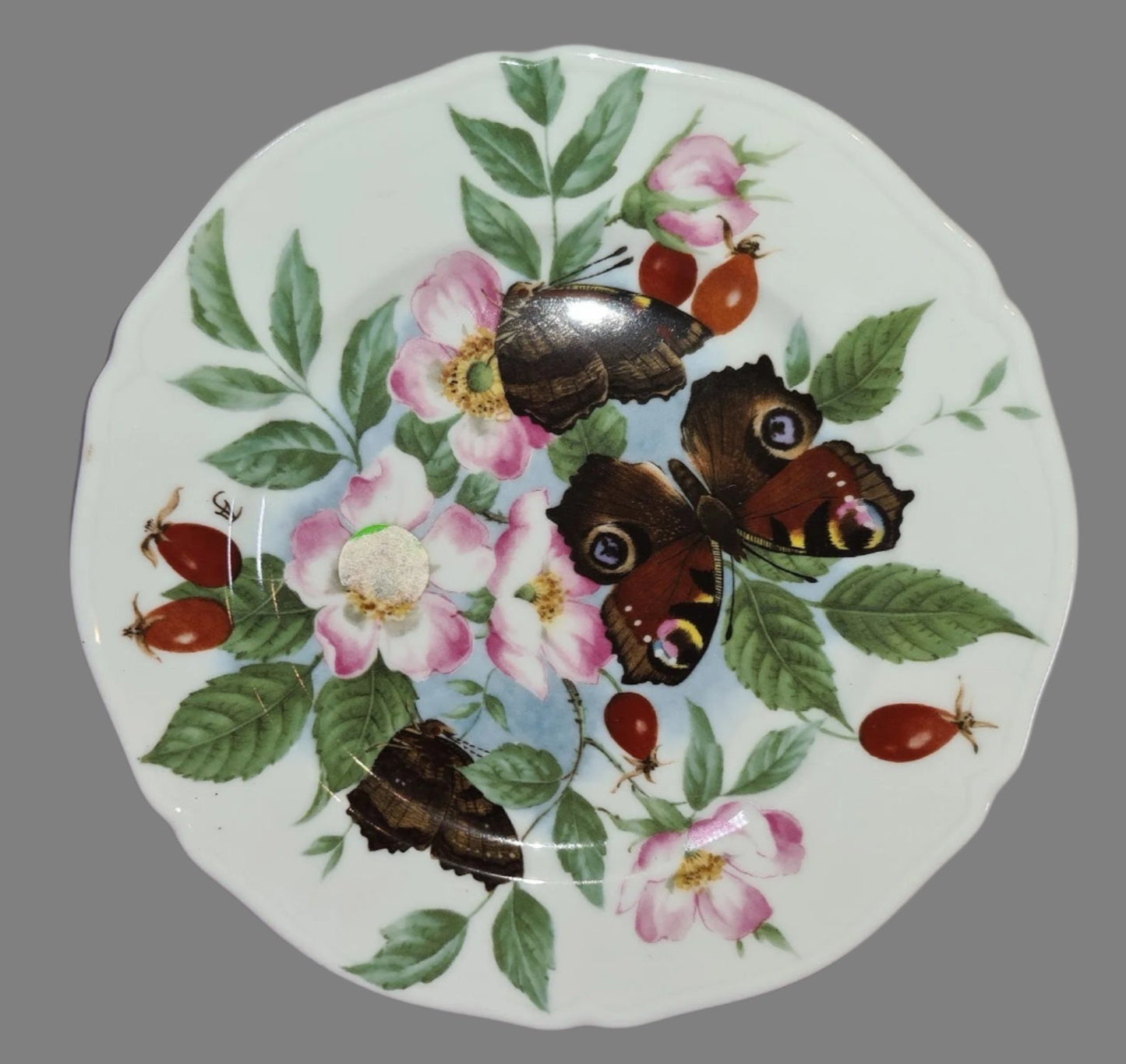 Rare Handpainted Vintage Rochard Limoges France, Butterfly Plates, Appetizer, Salad, Dessert Plate 7 1/2"