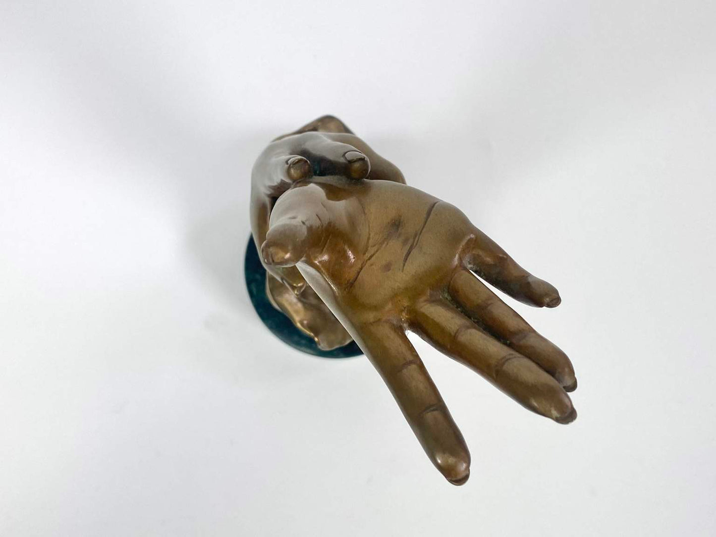 Elegant Bronze Hand Sculpture on Marble Base Signed
