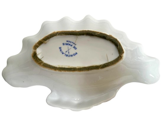 Pair Of French Porcelain De Paris Floral Decorated Shell Dishes