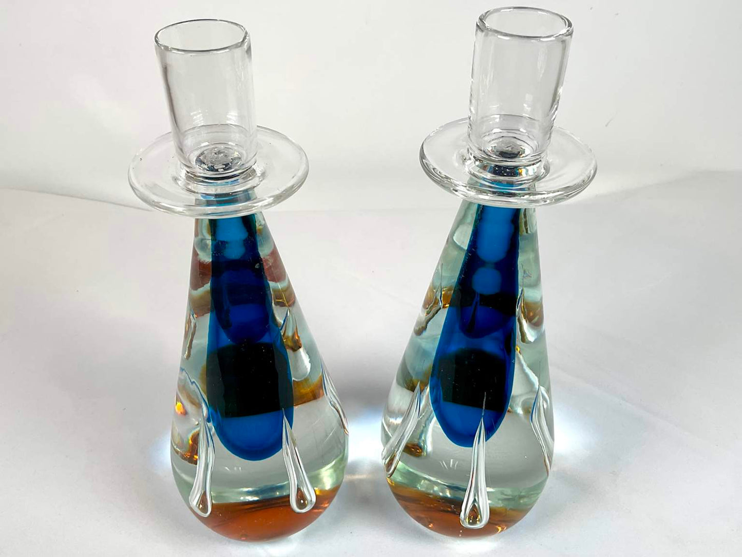 Italian Art Glass Bowl and Candlesticks (3 Pieces)