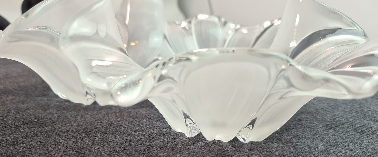 Vintage Mikasa Crystal Sunflower Frost 3 Part Divided Serving Bowl