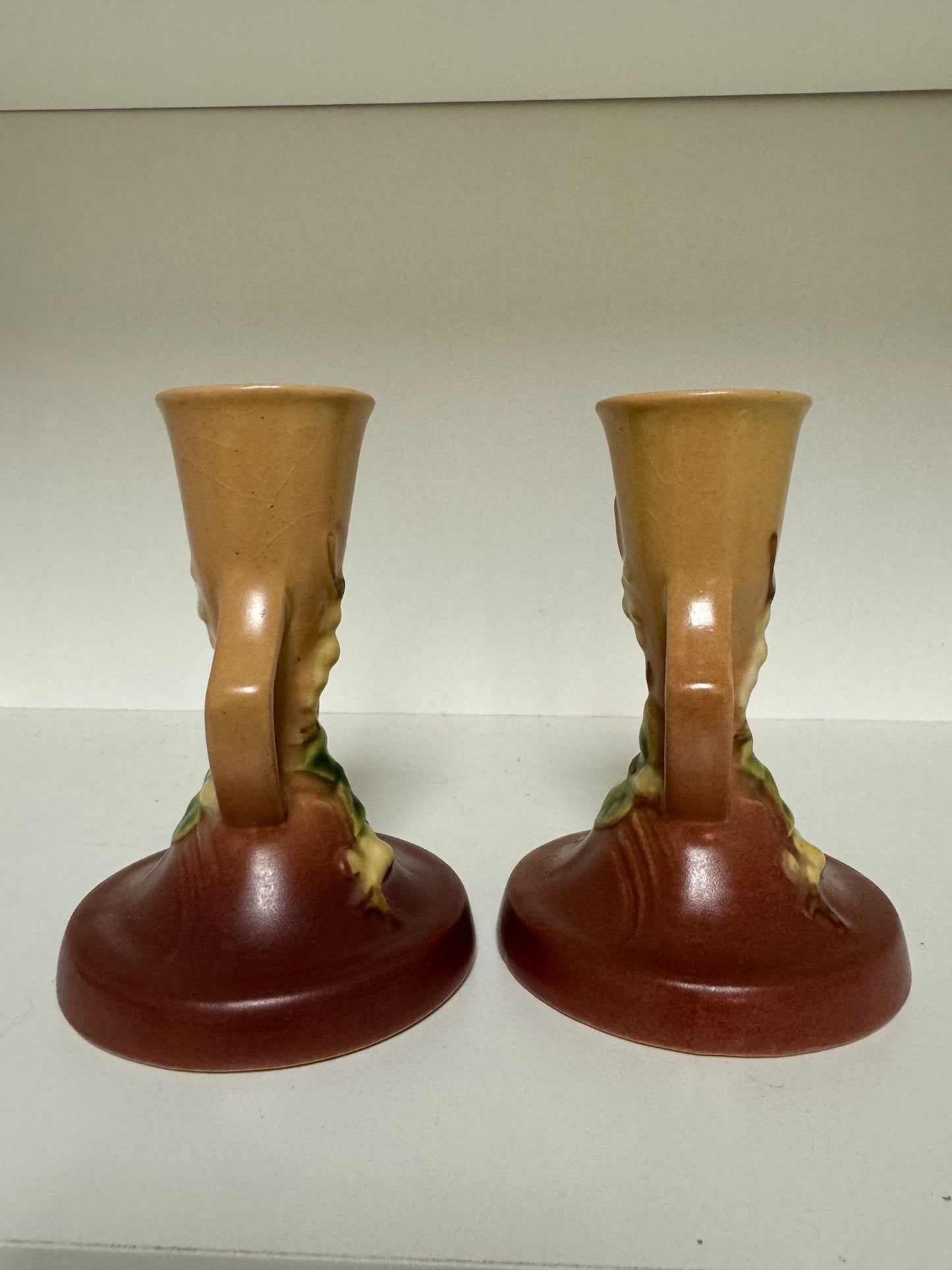 Pair Of Roseville Snowberry Candleholders