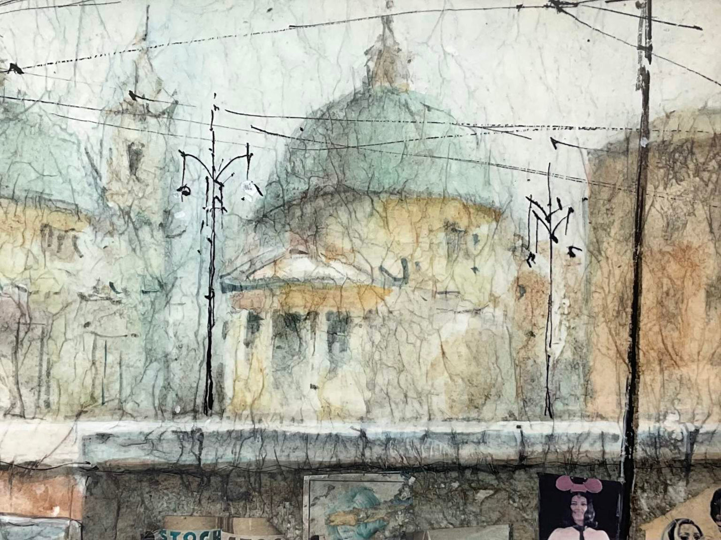 Mid Century Mixed Media Italian Collage By Fausto Battelli (B. 1968)