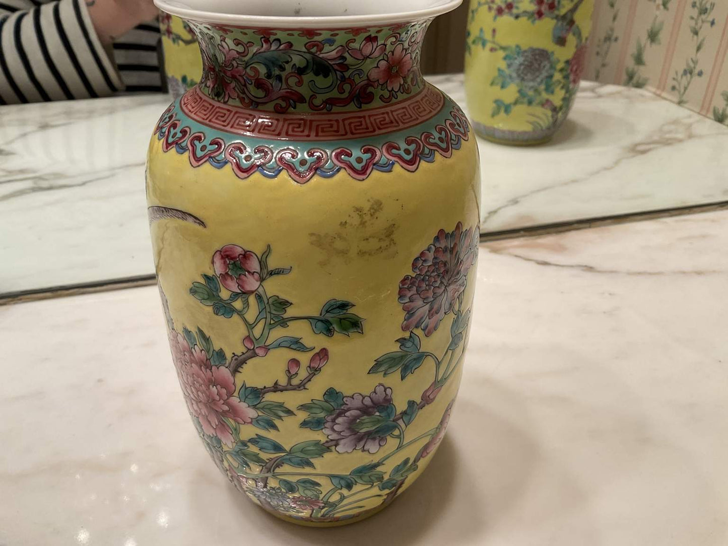 Pair of Vintage Chinese Famille Rose Porcelain Vase