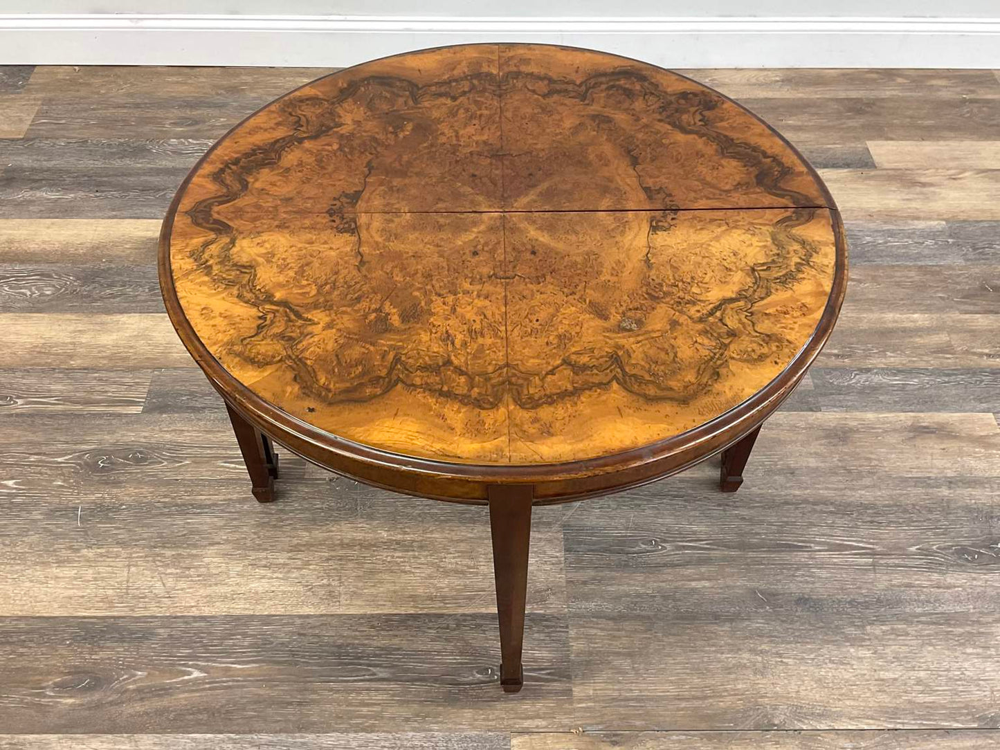 Antique George III Style Walnut Burl Demi-Lune Table/Console