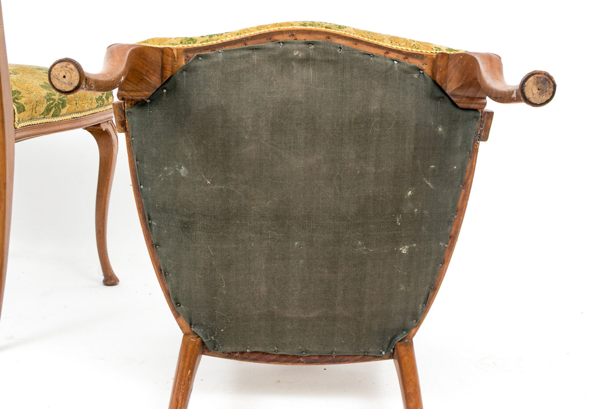 Two Antique Art Nouveau Period Fruit Wood Parlor Chairs