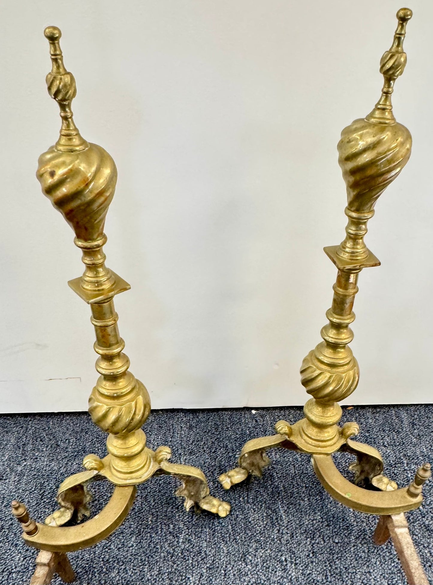 Andirons With Lion Masks and Paw Feet, c. 1900