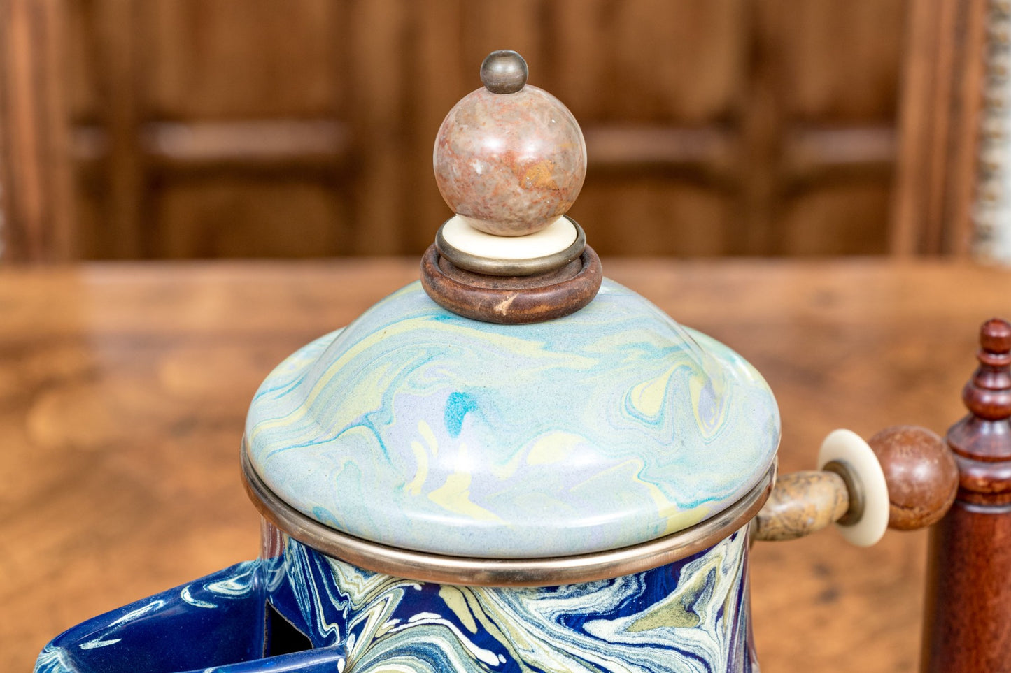 Vintage MacKenzie-Childs Marbled Finished Ewer With Lid