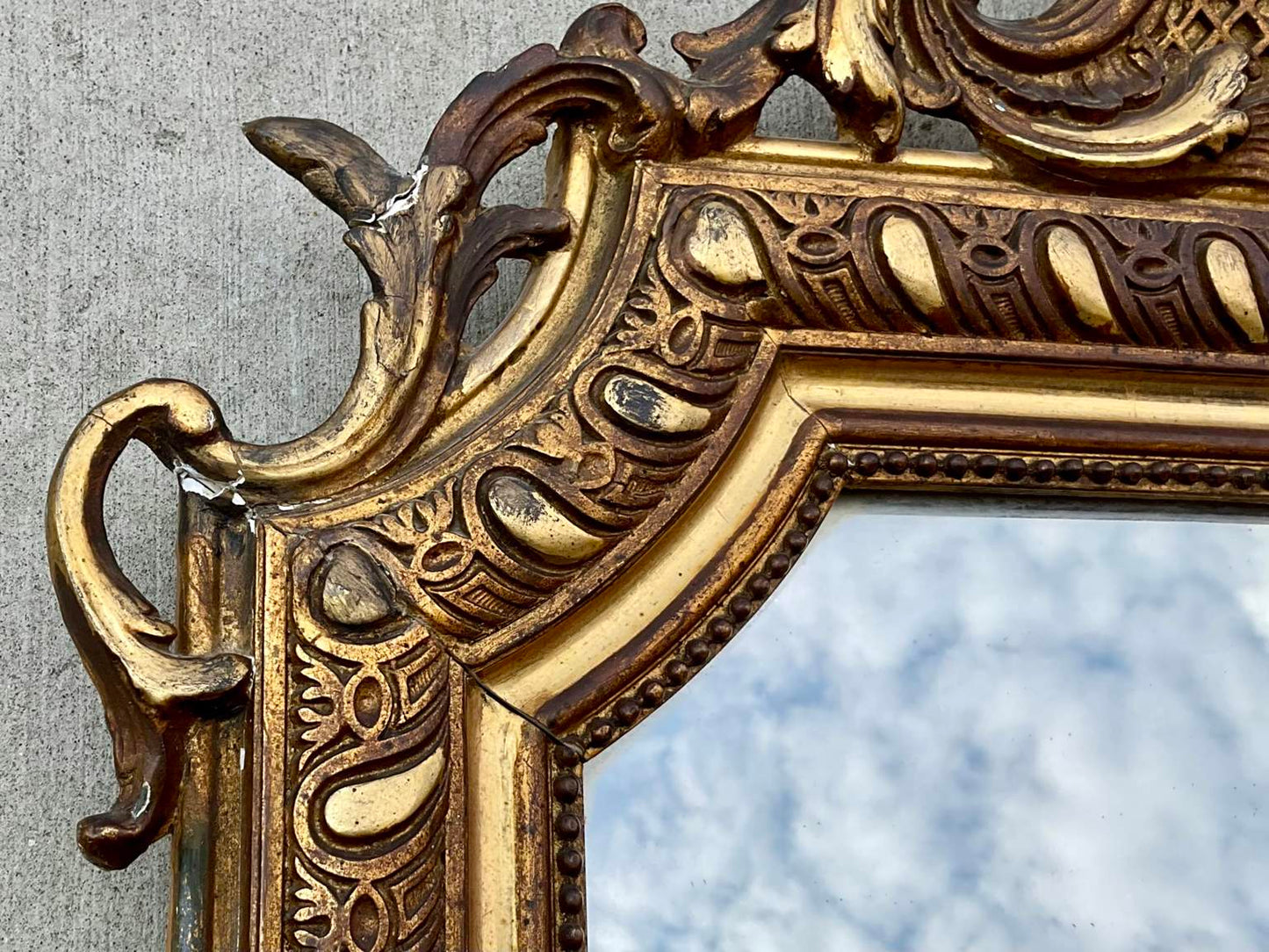 Antique Ornate Gilt Mirror Louis XVI style