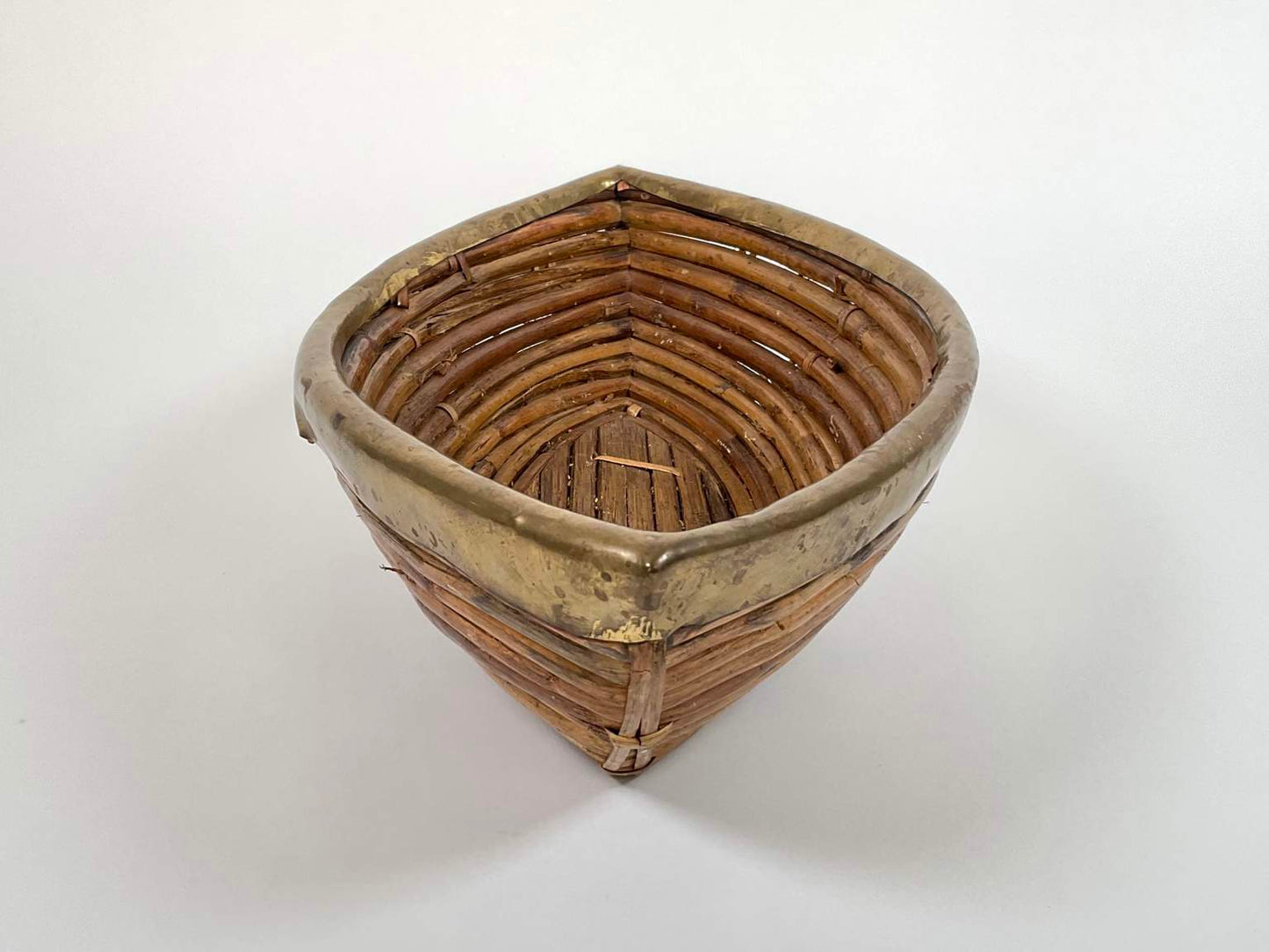 Pencil Reed Brass Banded Bowl, Late 20th century