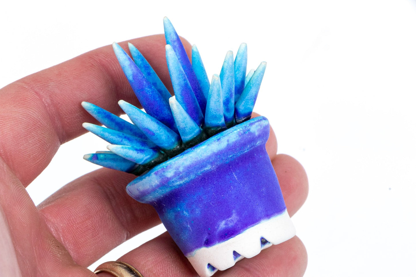 Natalie Blake (American, 20th C.) Artisanal Glazed Ceramic Vase With Spiked Lid