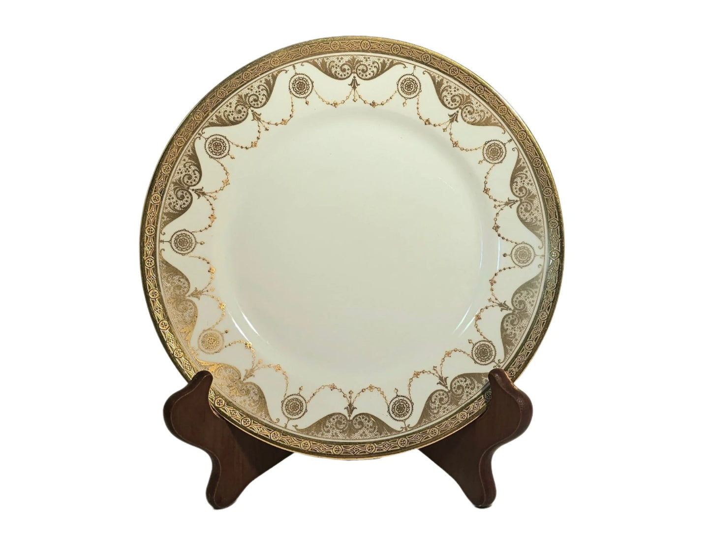 Stunning Set Of Twelve Guerin Limoges Gold Trimmed Plates