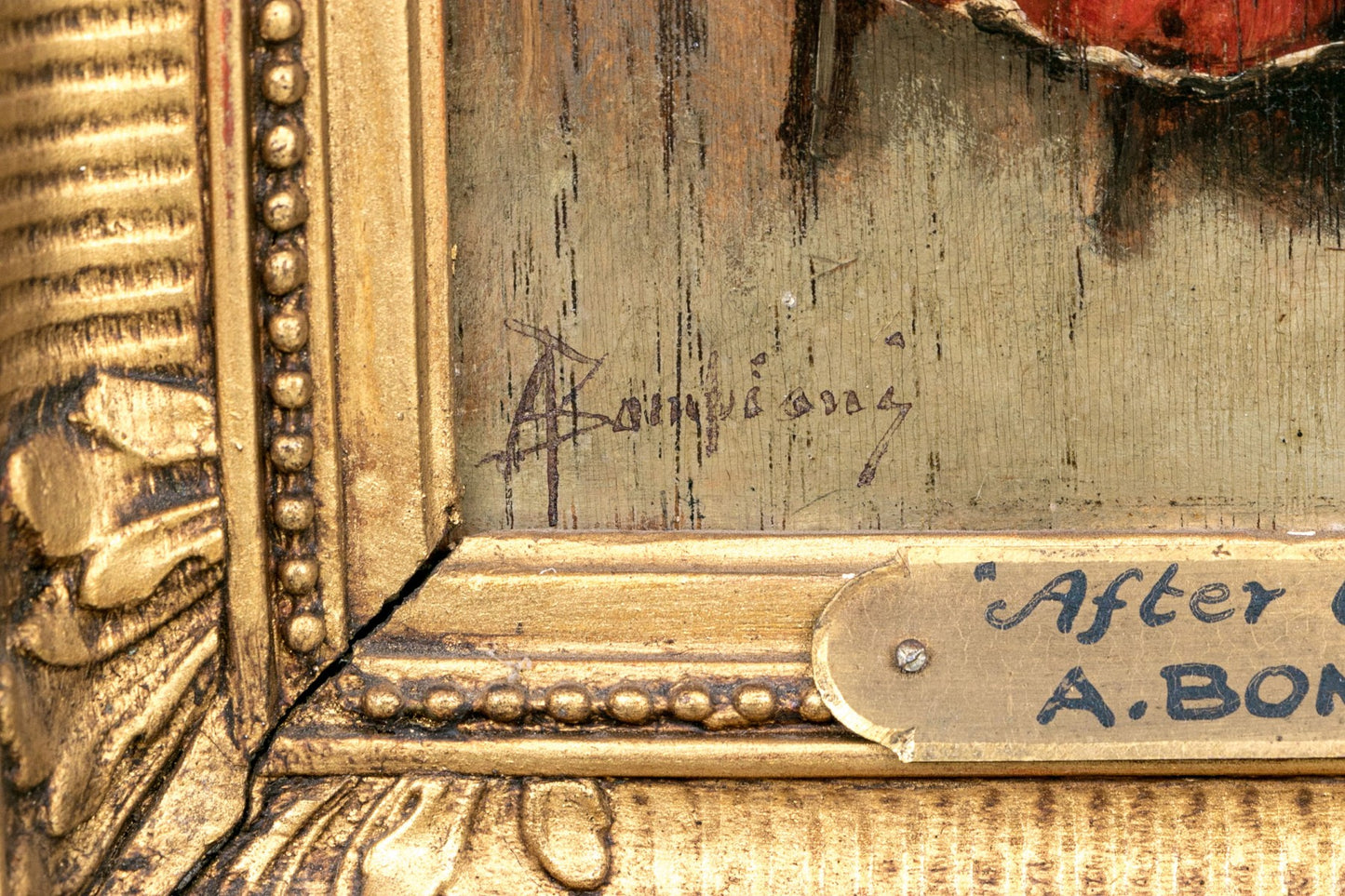 August Bompiani (Italian, 19th C.) Oil On Panel, "After The Bazz"