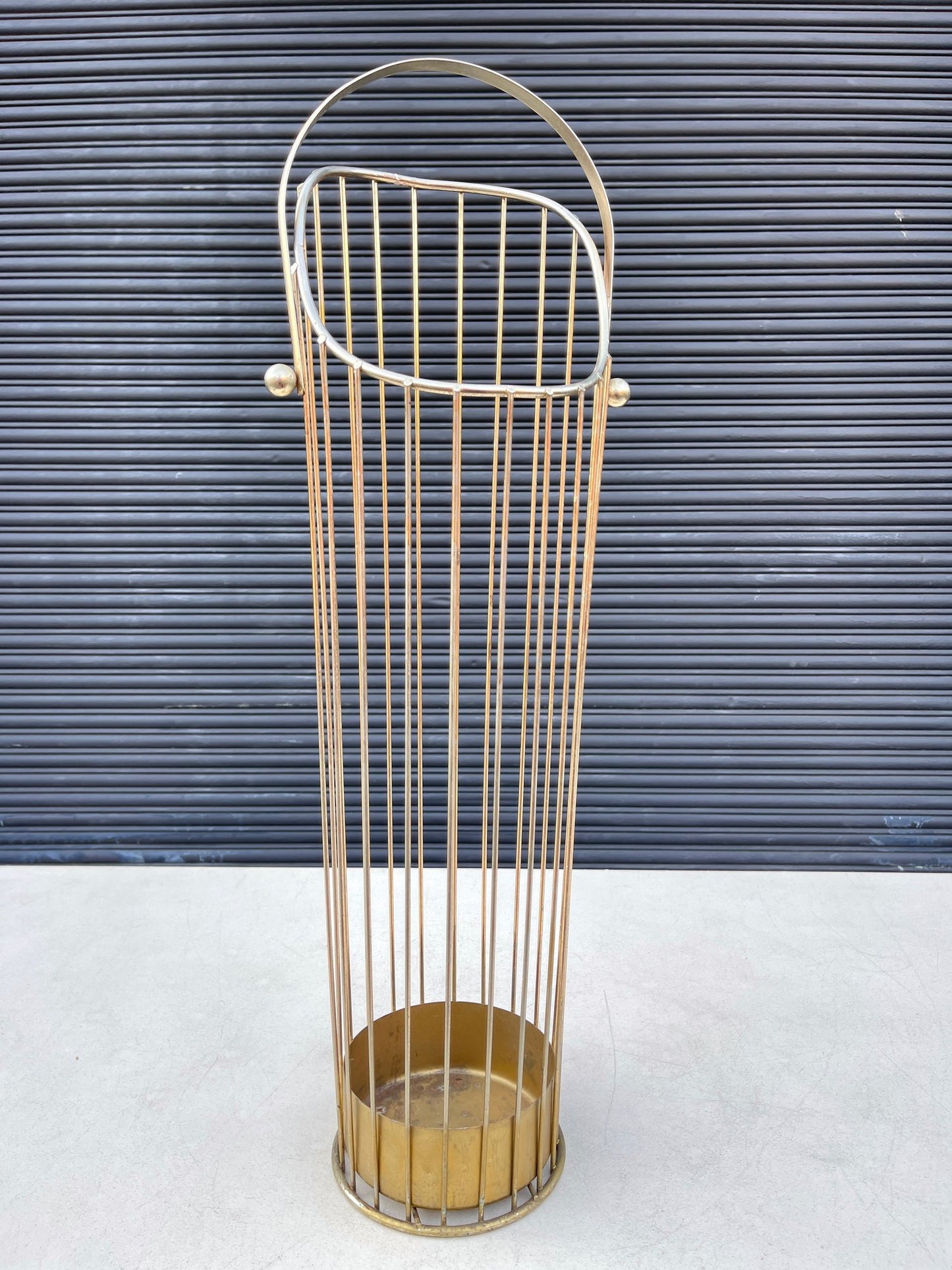 Mid 20th Century Brass Wire Umbrella Stand after Mathieu Mategot