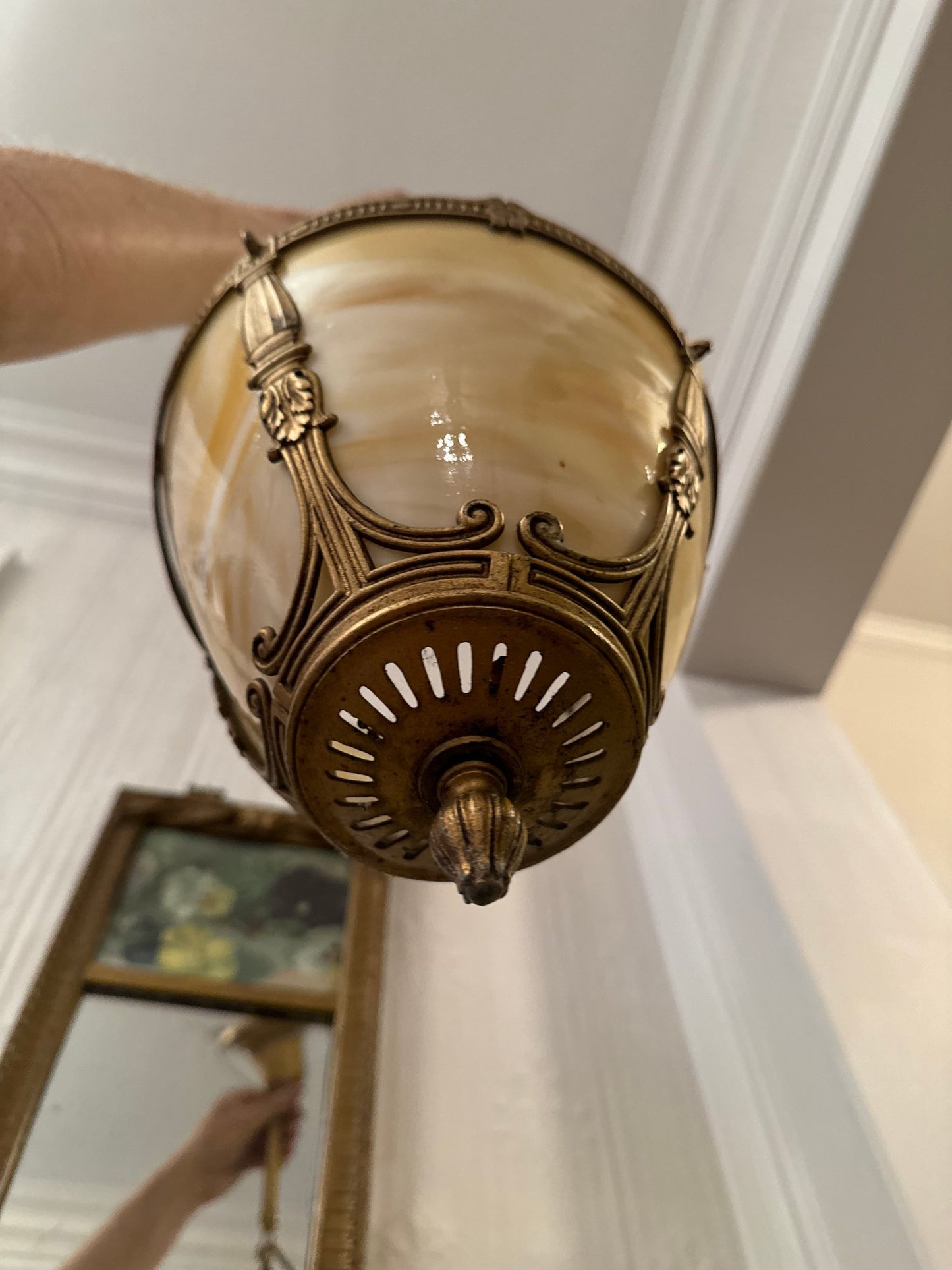 Beautiful Art Deco Slag Glass Pendant Light Fixture