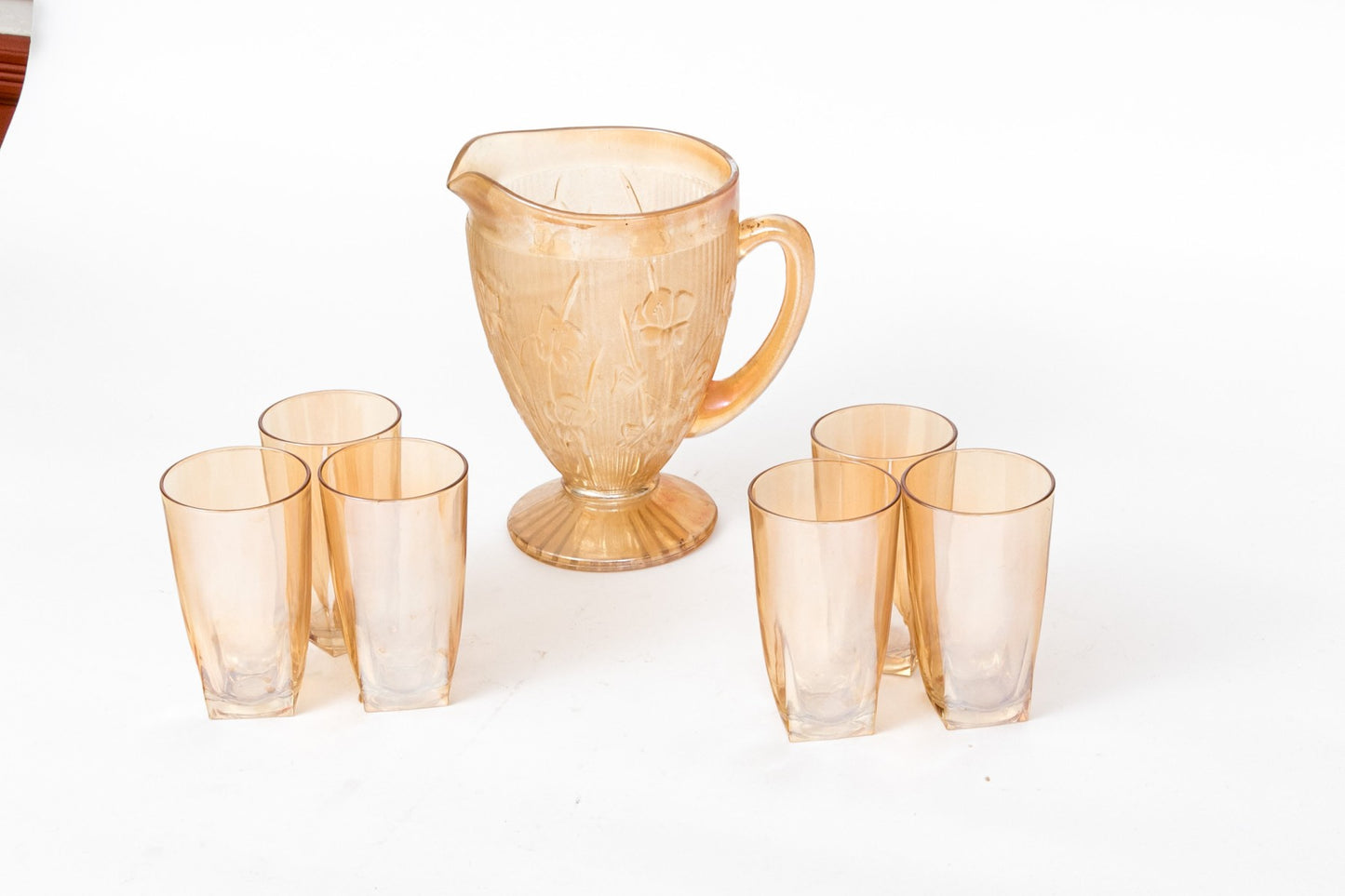 Jeannette Glass Co. Marigold Carnival Glass Lemonade Set