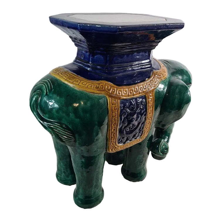 Antique Chinese Shiwan Ceramic Elephant Garden Stool