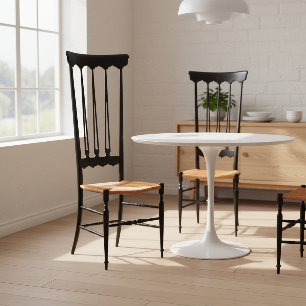 Set Of 4 Vintage Italian Chiavarina High-Back Chairs