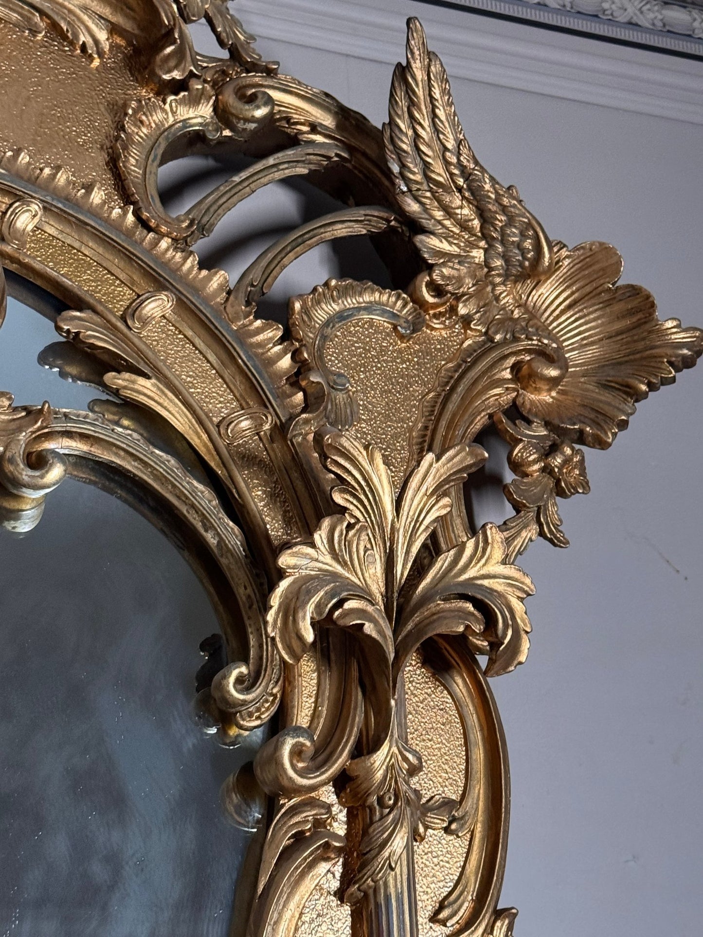 Very Large Antique Mirror, Featuring An Ornate Gilt Frame In The Louis XV Style