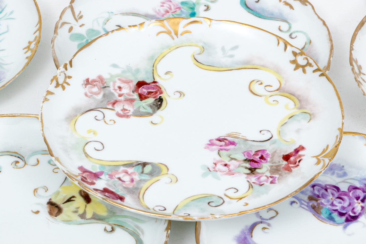 Set Of Six French Porcelain Breads And Butter Dishes