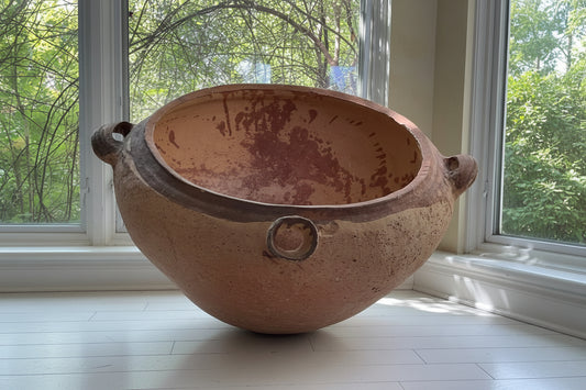 Large Antique Terracotta Vessel with Spout & Handles