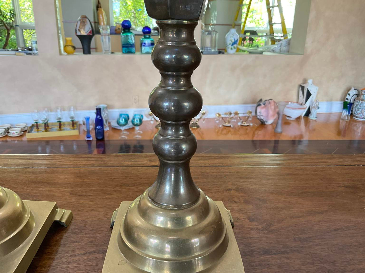 Pair of Vintage Brass Pillar Candle Holders