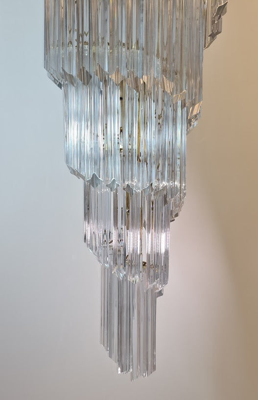 Very Large Vintage Italian Murano Glass Spiral Chandelier 55"