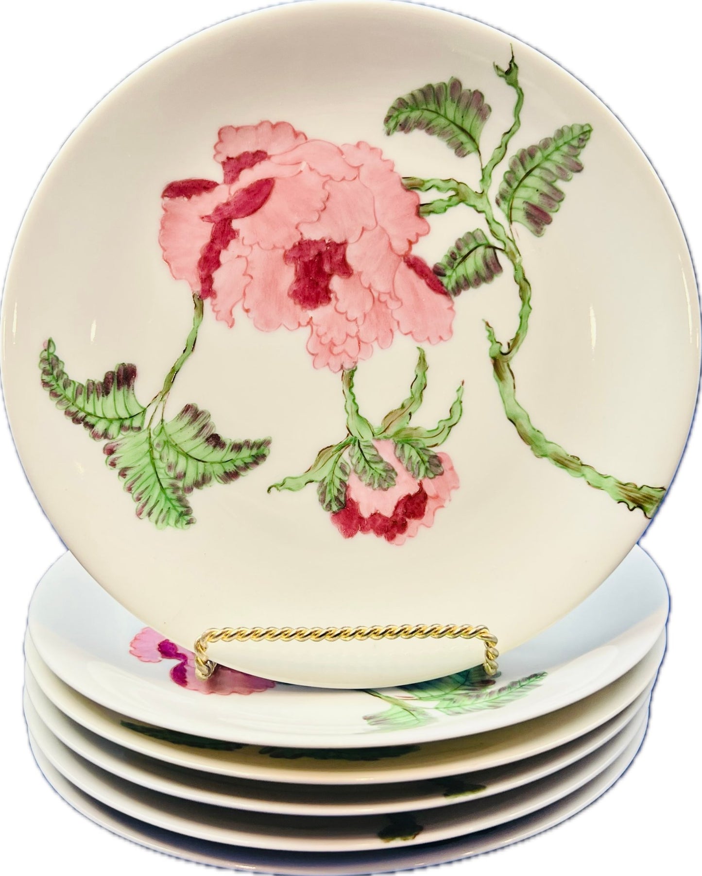 German Porcelain 8" Plates - Signed "Palm Beach - Au Bon Gout - Arzberg Germany"