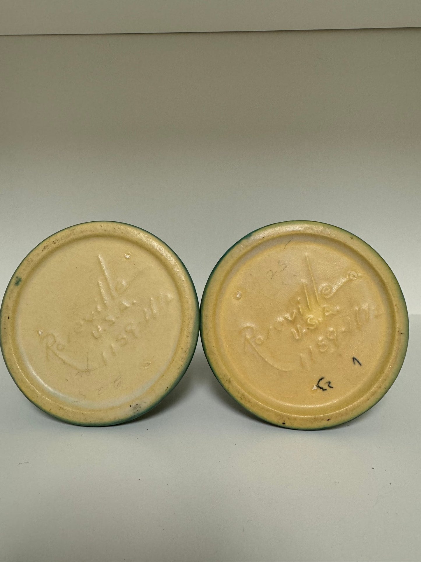 Pair Of Roseville Clematis Candleholders