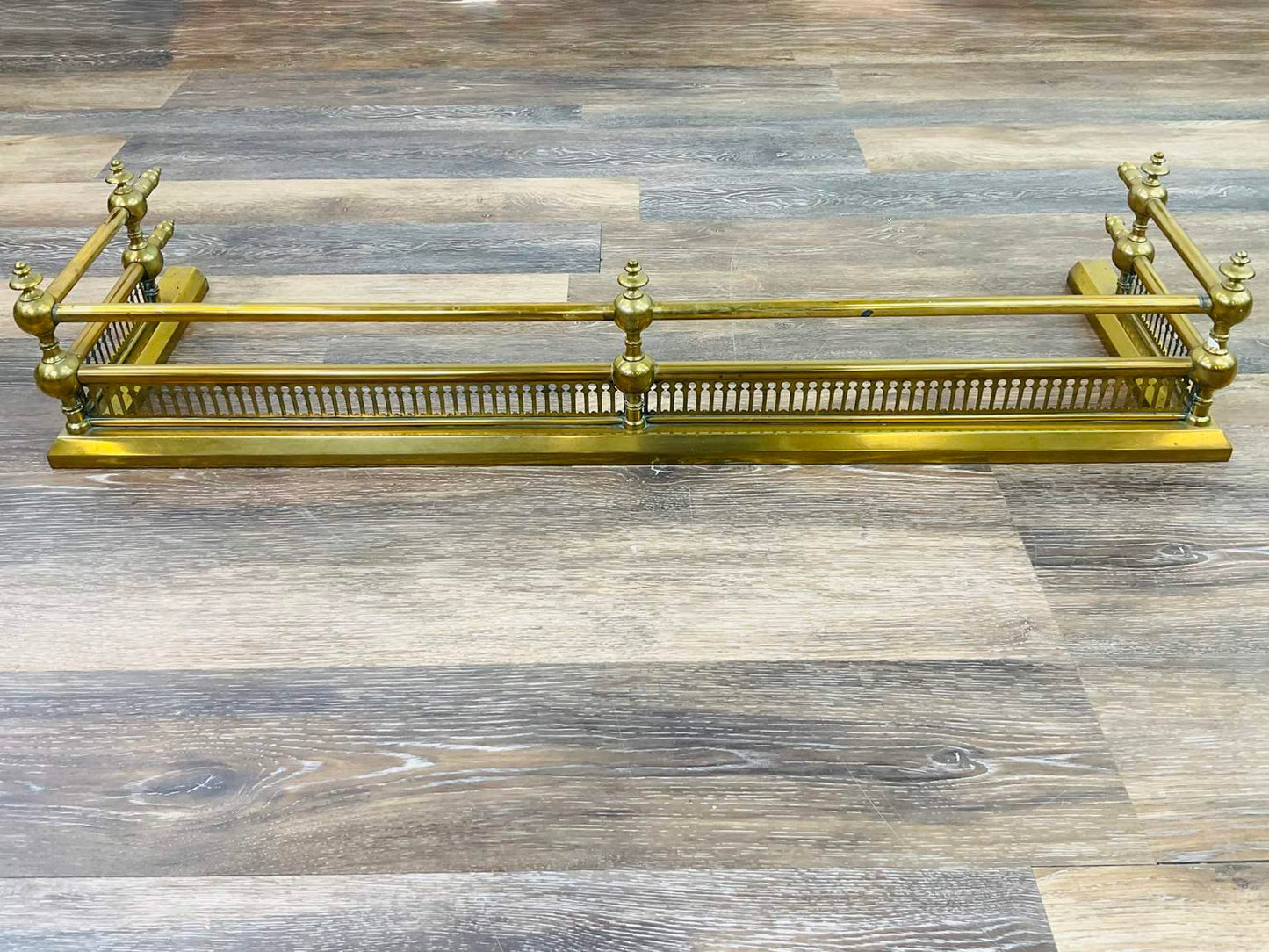 Vintage Brass Fireplace Fender and Andirons