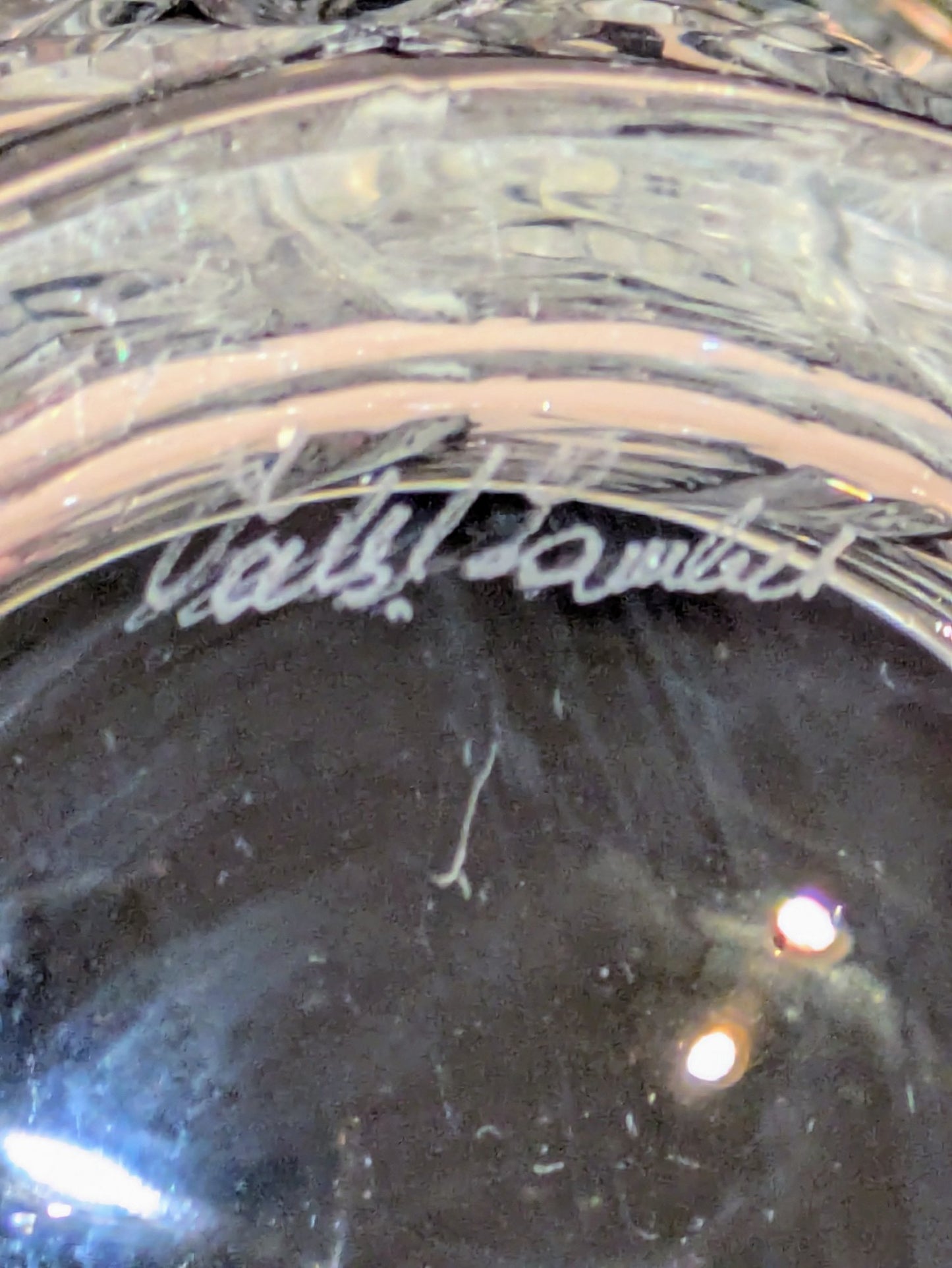 Vintage Val St. Lambert Crystal & Silver Plate Ice Bucket, Signed