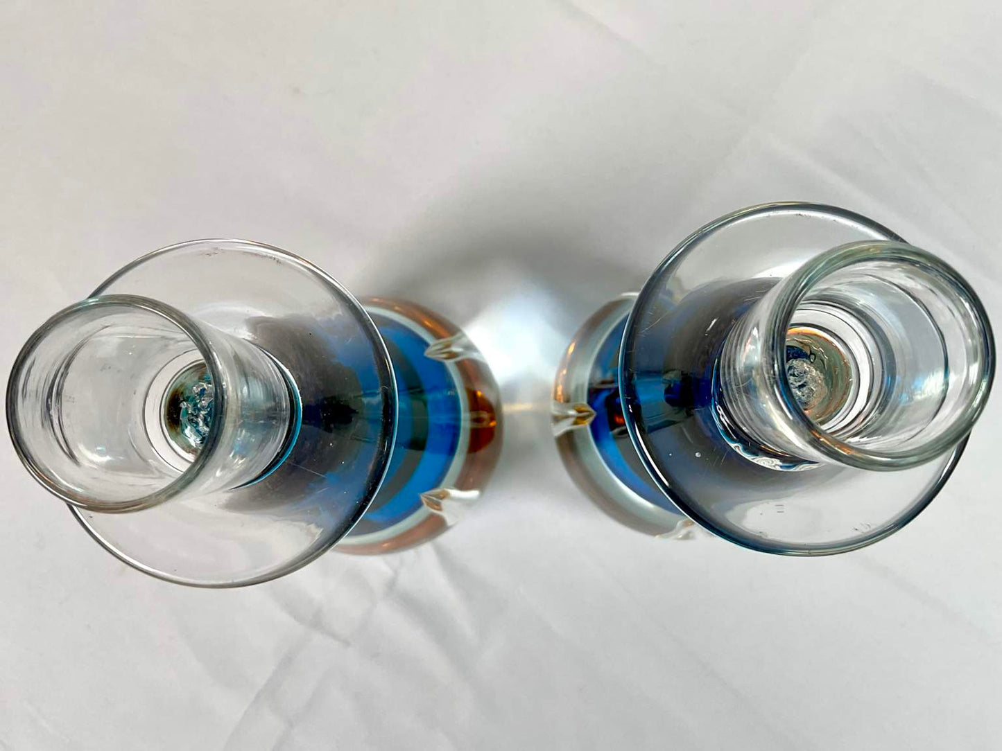 Italian Art Glass Bowl and Candlesticks (3 Pieces)