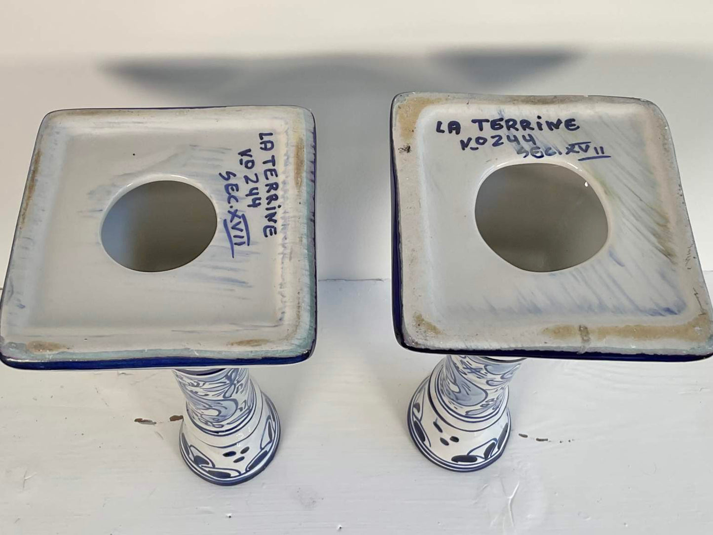 Pair of La Terrine Ceramic Candleholders