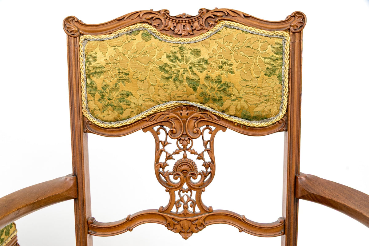 Two Antique Art Nouveau Period Fruit Wood Parlor Chairs