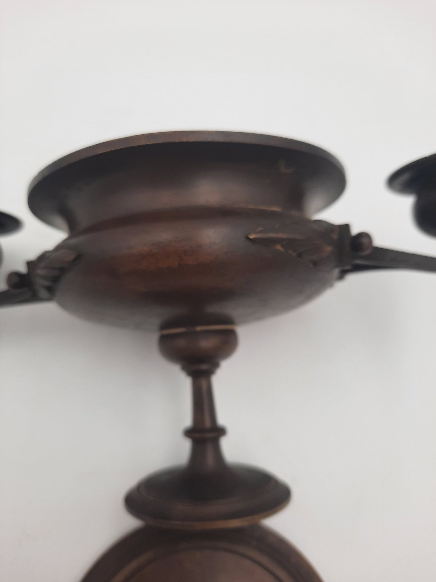 Antique Bronze Double Candle Stick Covered Bowl