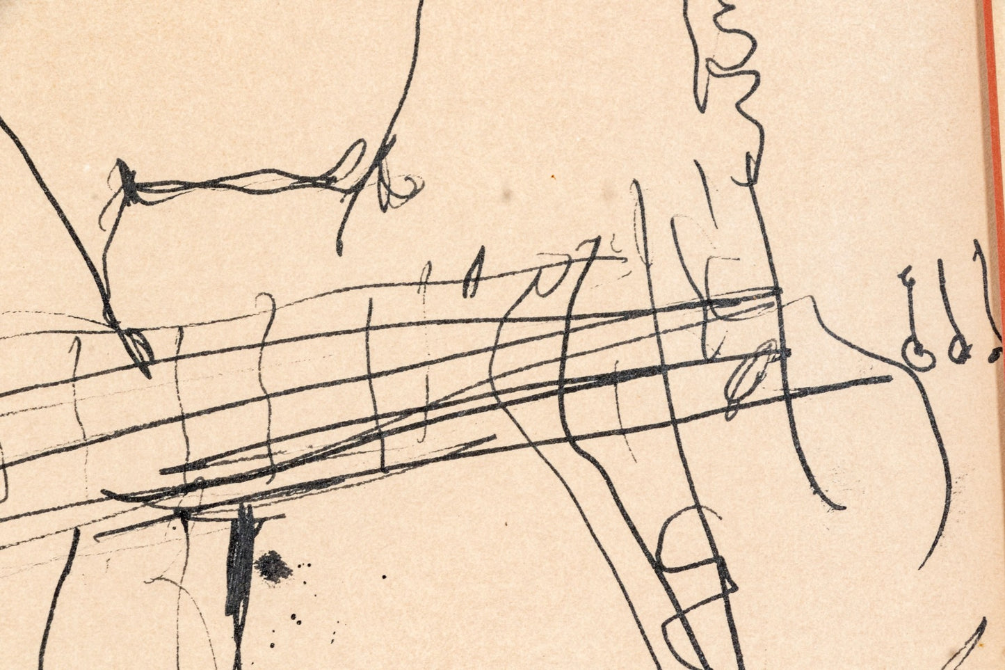 Gino Hollander (American, 1924-2015) Pen On Paper, Man Playing The Banjo