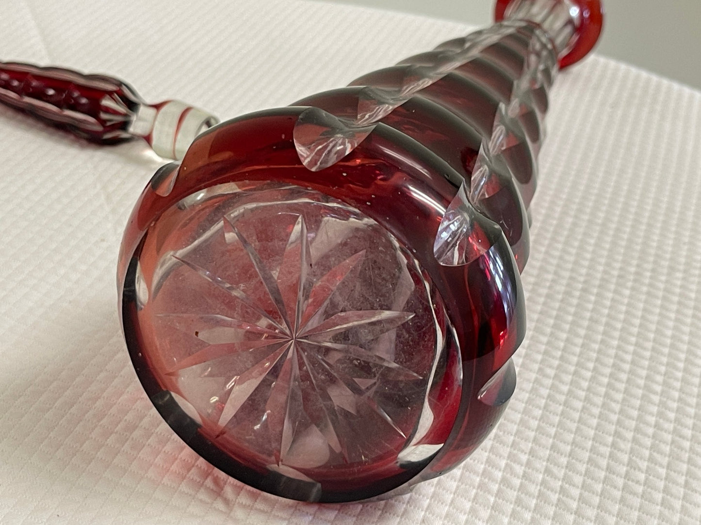 Ruby Red Cut Glass Decanter
