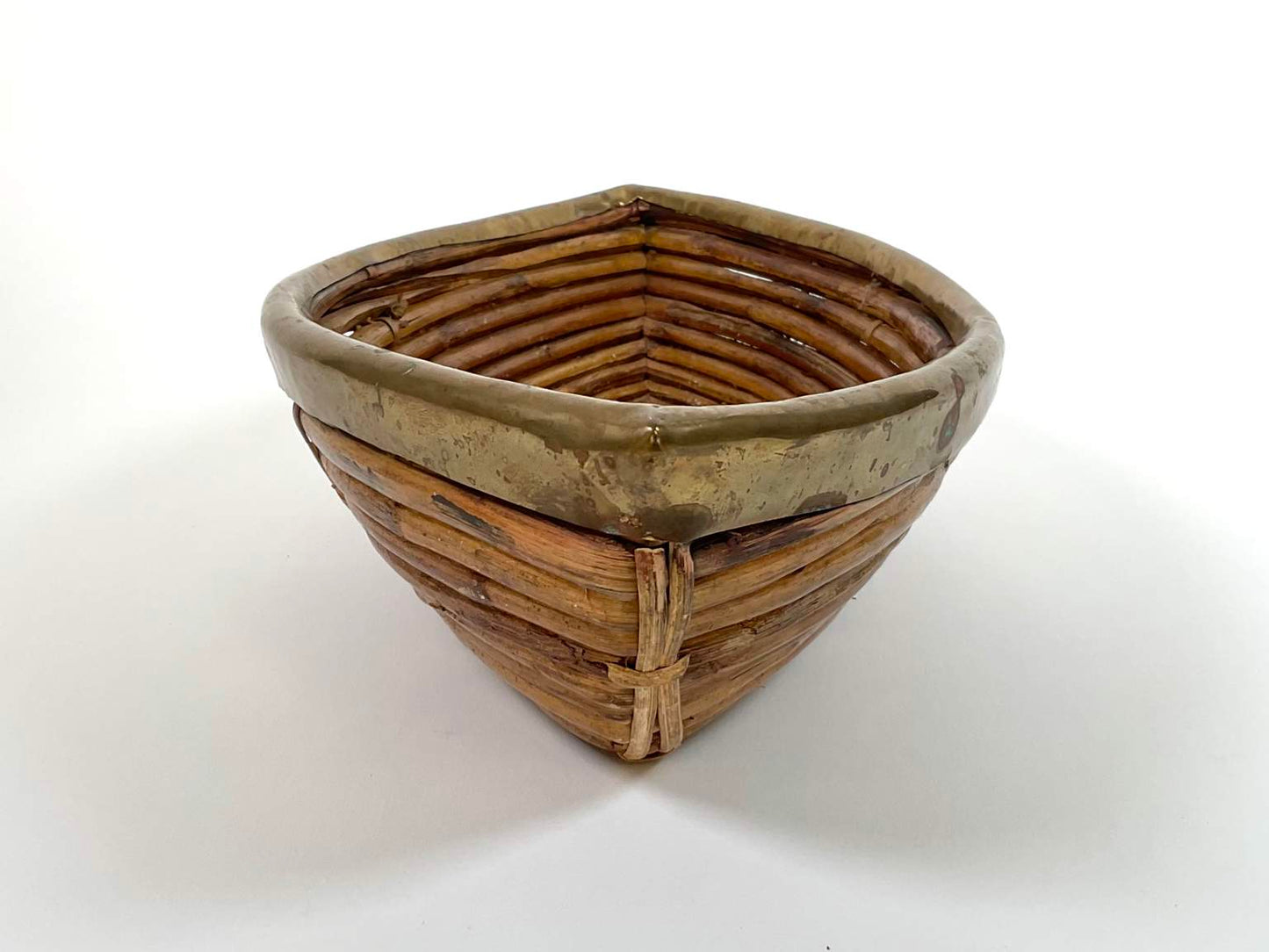 Pencil Reed Brass Banded Bowl, Late 20th century