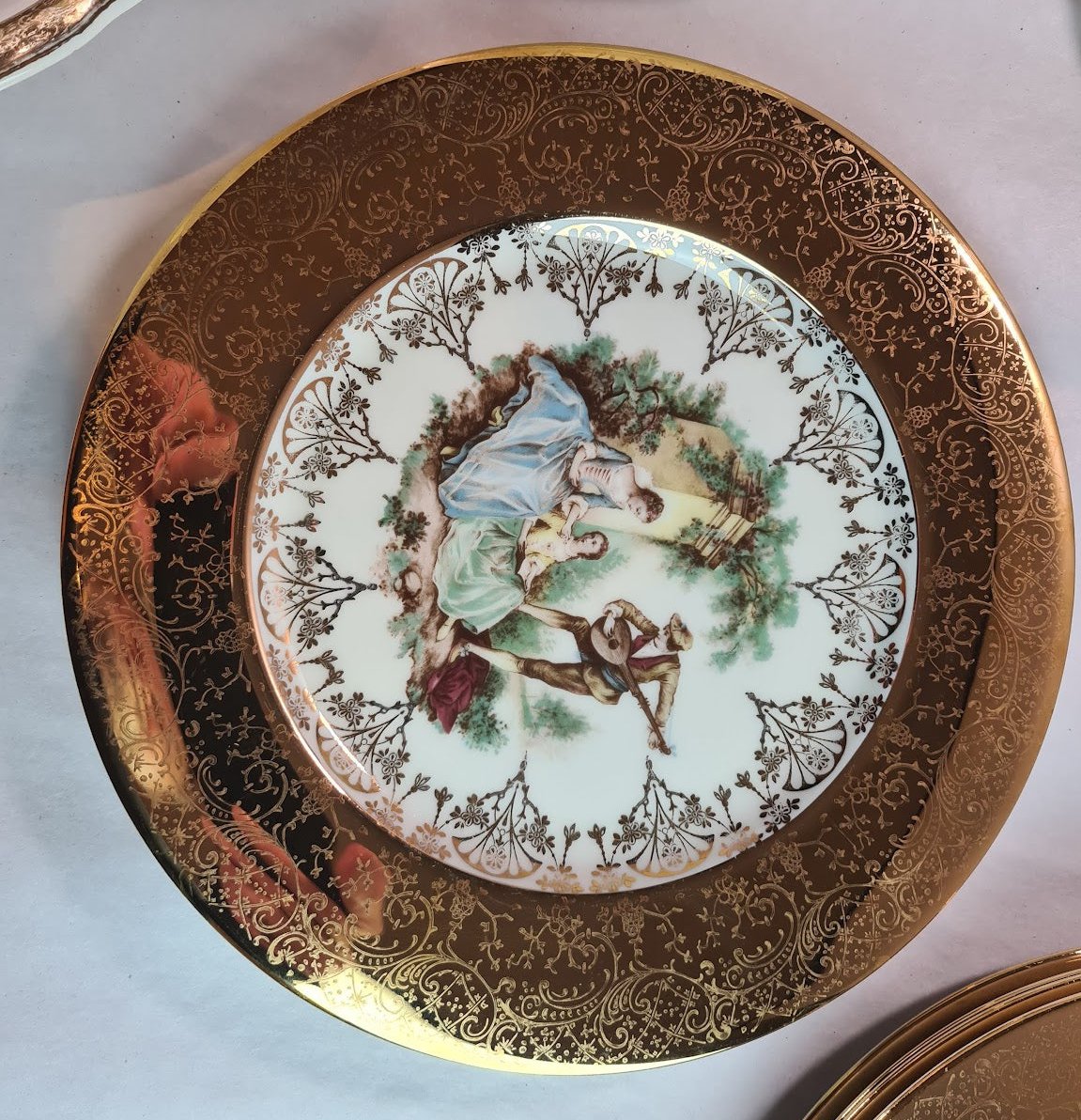 Vintage Joh Peters Le Petite Dinner Plate 6pcs & W. S. George Radisson Gold Gilt Bowl