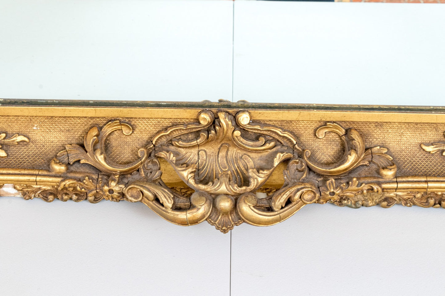 Large Victorian Rococo Revival Giltwood Wall Mirror, c. 1880, Ornately Carved Louis XV Style