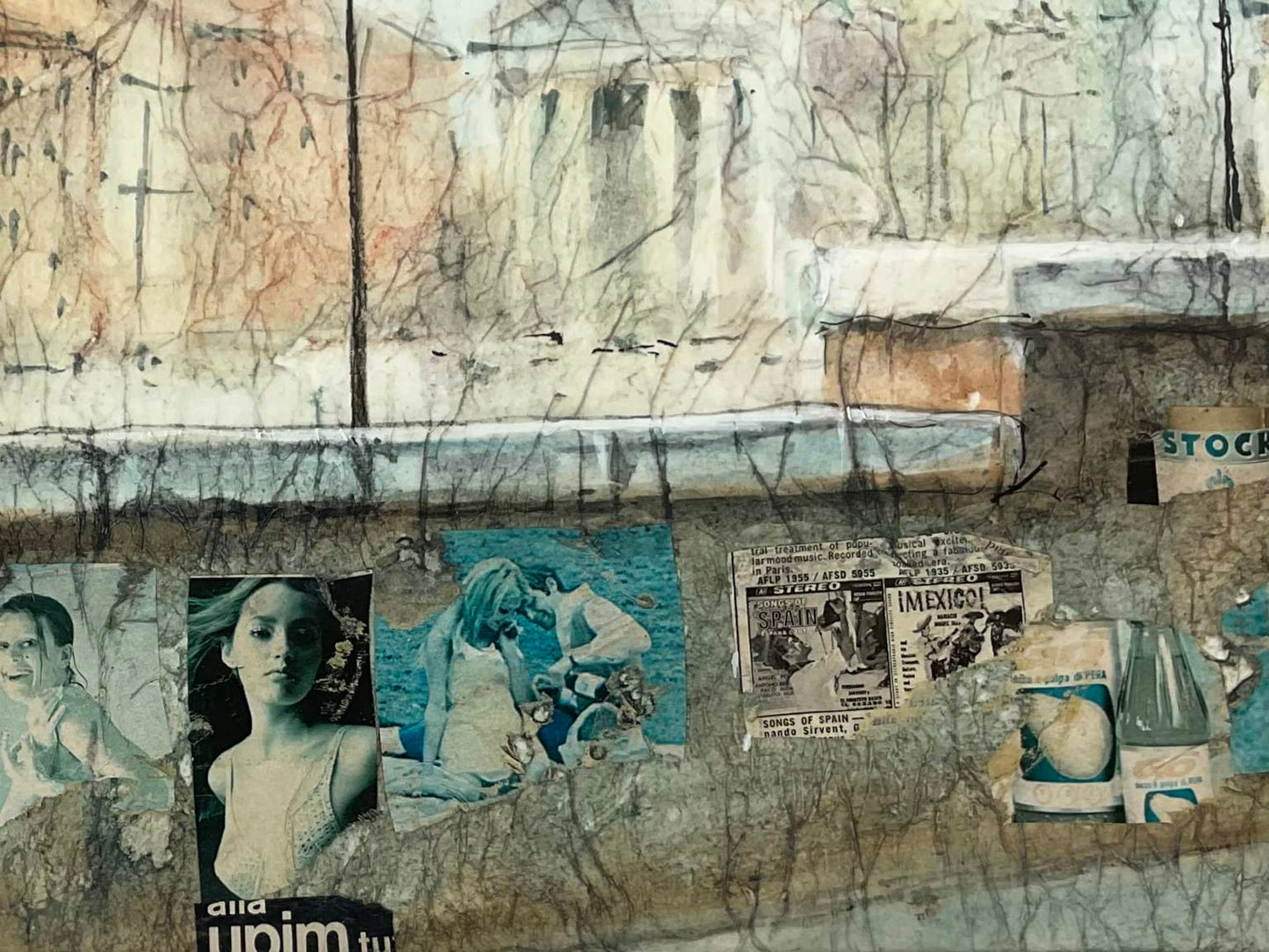 Mid Century Mixed Media Italian Collage By Fausto Battelli (B. 1968)