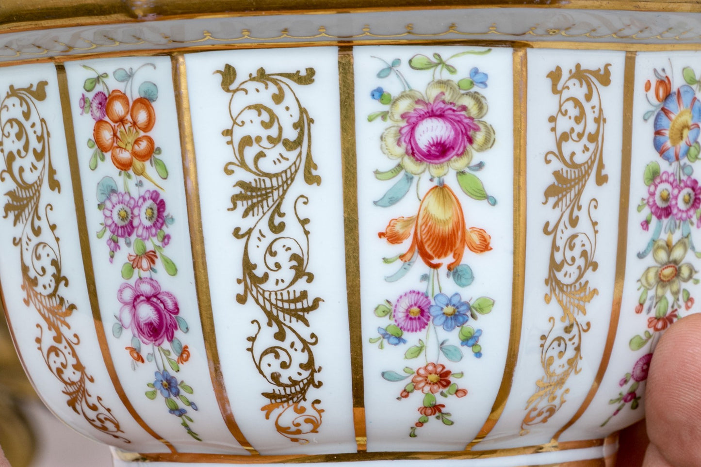 Magnificent Antique 19th C. Meissen Octagonal Sugar Bowl