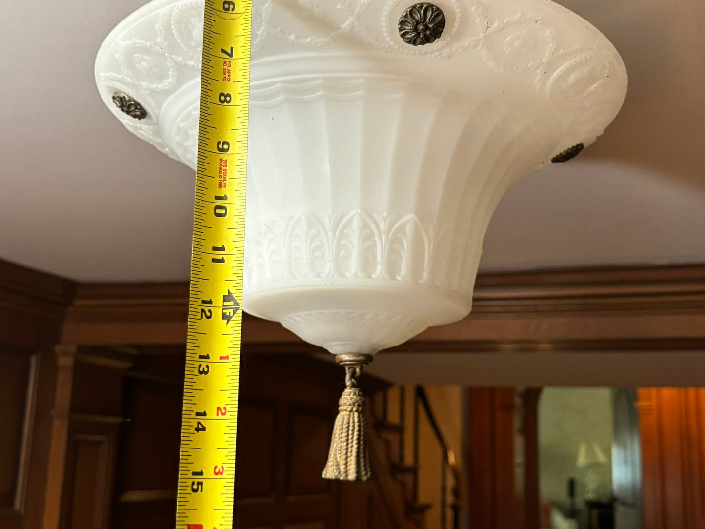 An Elegant Milk Glass And Brass Lighting Fixture - Library