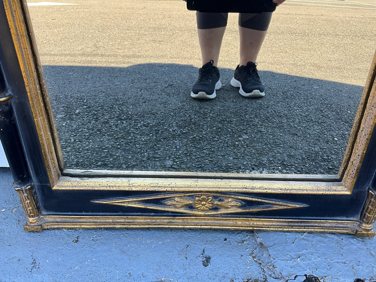 Vintage Black And Gold Trim Mirror