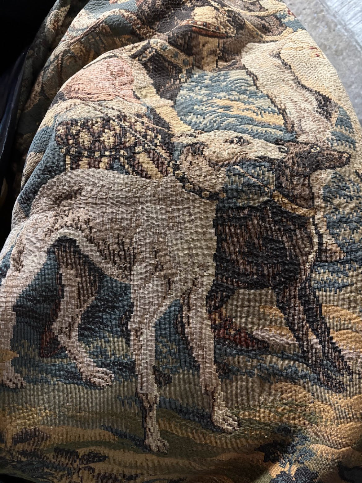 French Point de Loiselles Hunting Tapestry After Cesare Detti, circa 1970-80