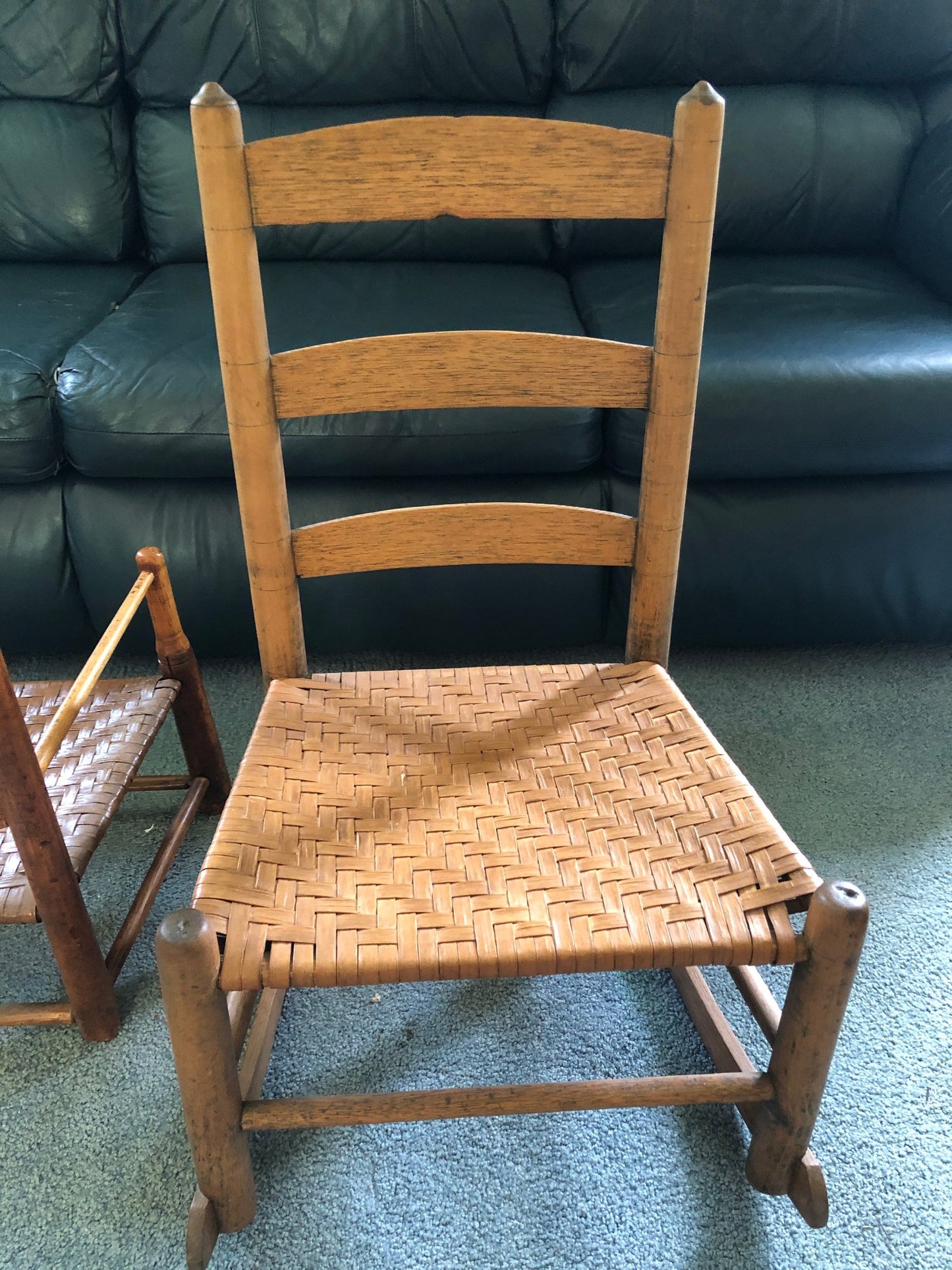 2 Antique Child Chairs w/ Cane Seats- 1 is a rocker
