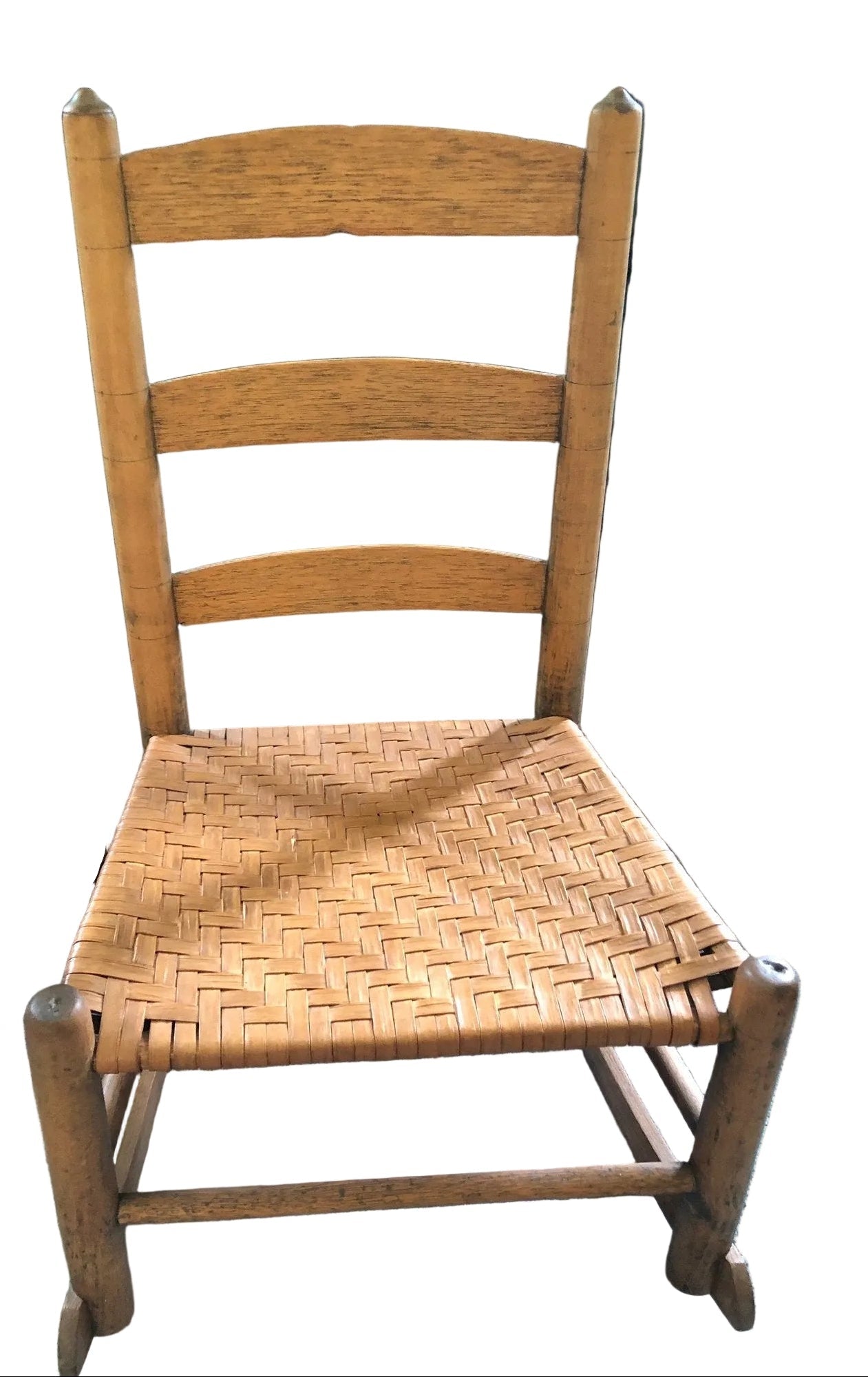 Antique Child's Rocker Chair with Splint Weave Seat